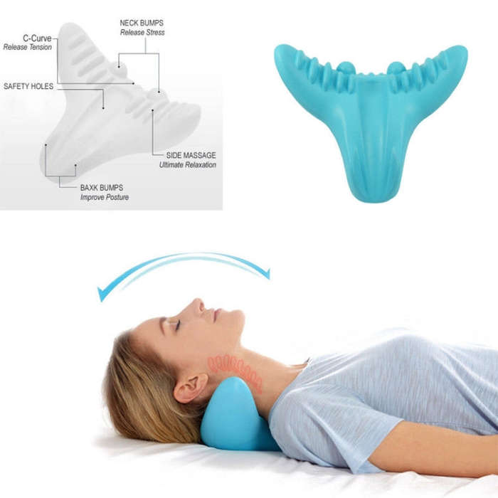 Acupressure Massage Pillow C-Rest Neck Cervical Shoulder Muscle Relaxer High Density Memory Foam ...