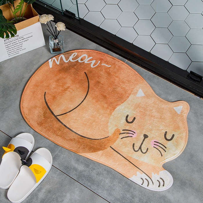 Cartoon Sleeping Cat Bath Mat Bathroom Carpets Toilet Anti-slip Floor Mat, 40X60CM, 60X90CM