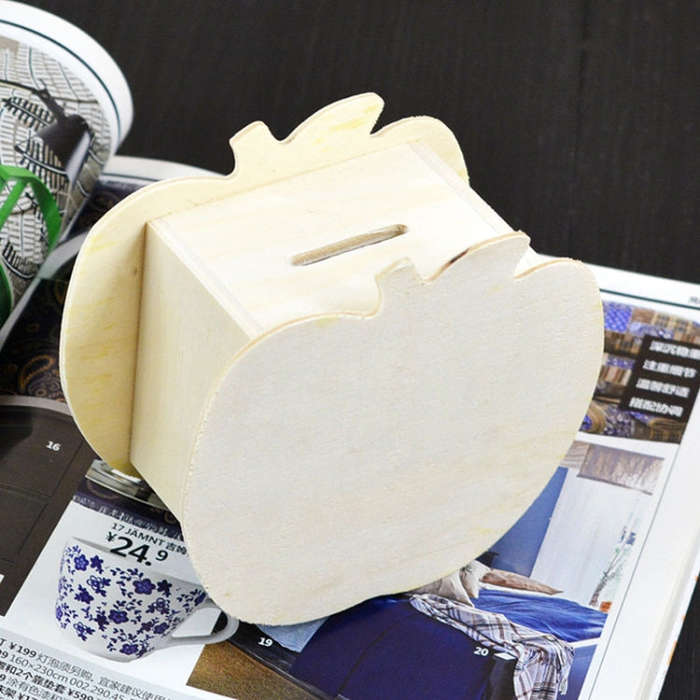 Lovely Creative Child DIY Wooden Apple Hand Painted Piggy Bank