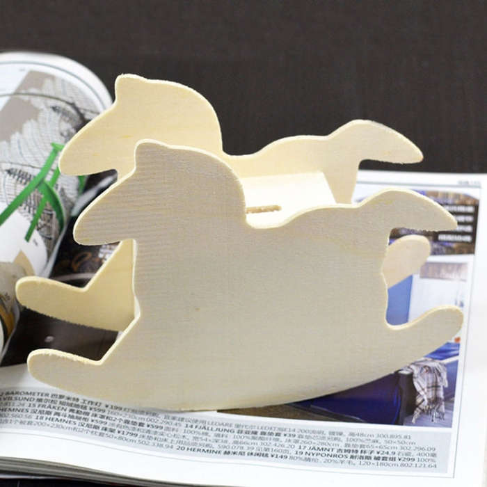 Lovely Child DIY Wooden Trojan Piggy Bank, 14.8x11cm