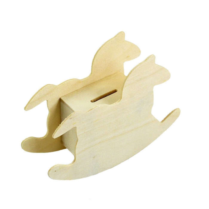 Lovely Child DIY Wooden Trojan Piggy Bank, 14.8x11cm