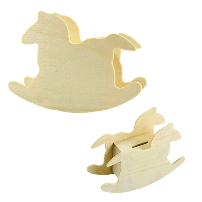 Lovely Child DIY Wooden Trojan Piggy Bank, 14.8x11cm