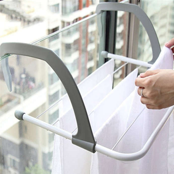 Multifunction Foldable Household Indoor Outdoor Balcony Telescopic Shelf Drying Racks Clothes Sho...