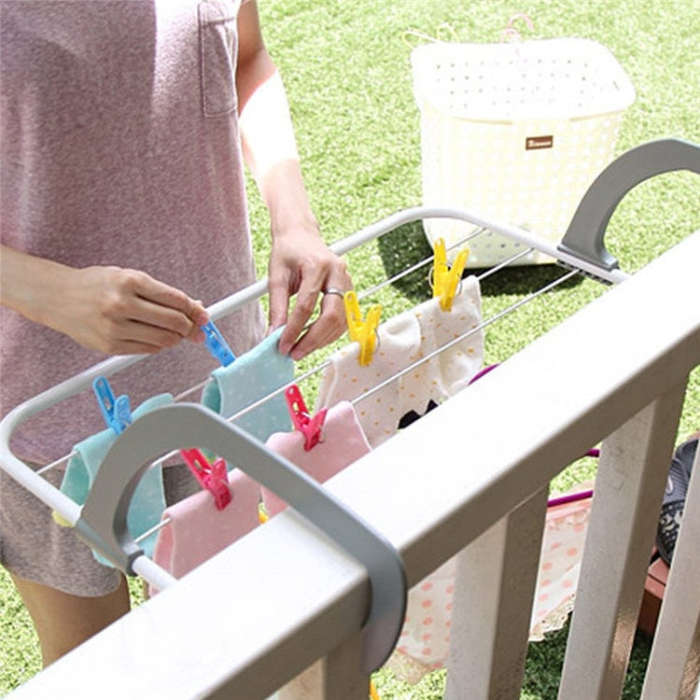 Multifunction Foldable Household Indoor Outdoor Balcony Telescopic Shelf Drying Racks Clothes Sho...