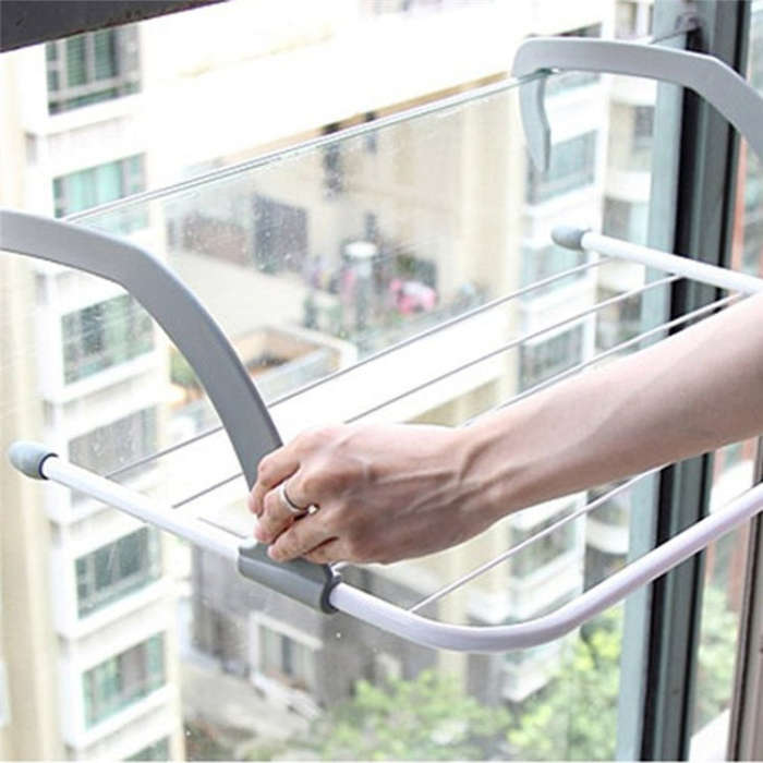 Multifunction Foldable Household Indoor Outdoor Balcony Telescopic Shelf Drying Racks Clothes Sho...