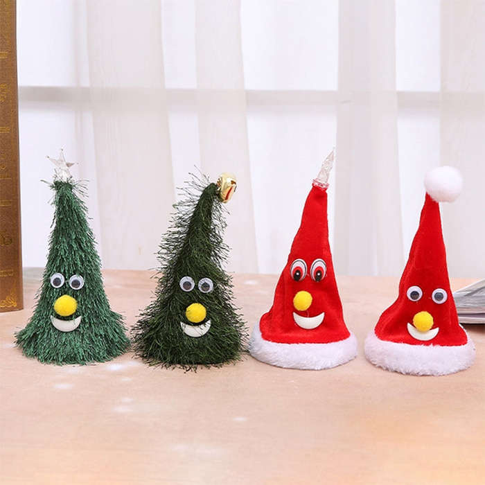6 inch Electric Cap Christmas Swing Tree Hat Christmas Ornaments Props, Shake Cap with Music, Sha...