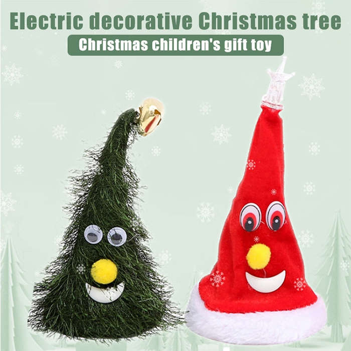 6 inch Electric Cap Christmas Swing Tree Hat Christmas Ornaments Props, Shake Cap with Music, Sha...