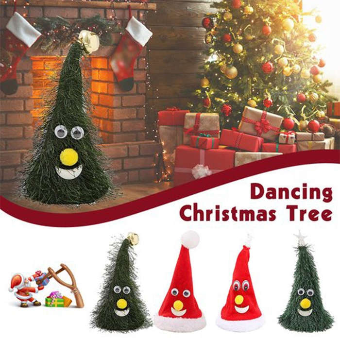 6 inch Electric Cap Christmas Swing Tree Hat Christmas Ornaments Props, Shake Cap with Music, Sha...