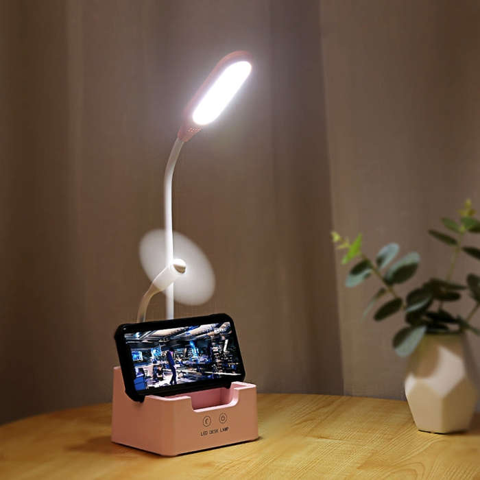 Student USB Charging Bedroom Touch LED Eye Protection Multifunctional Creative Desk Lamp, With Fa...