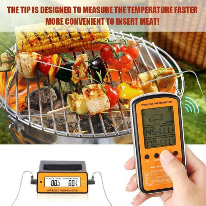 Wireless Remote BBQ Thermometer Dual Probe Digital Cooking Meat Food Oven Thermometer, DTH-106
