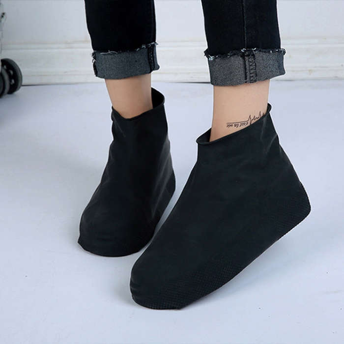 2 Pairs Waterproof Shoe Cover Raincoat Non-slip Reusable Silicone Insole Shoe Slip Rainshoes Cove...