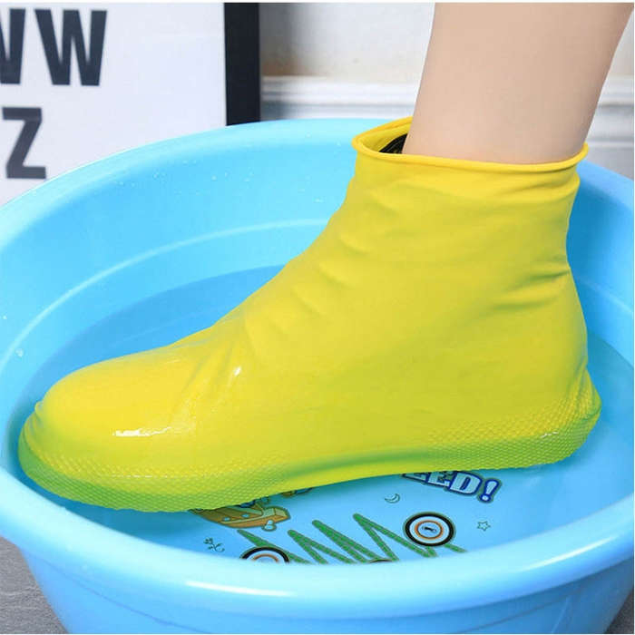 2 Pairs Waterproof Shoe Cover Raincoat Non-slip Reusable Silicone Insole Shoe Slip Rainshoes Cove...