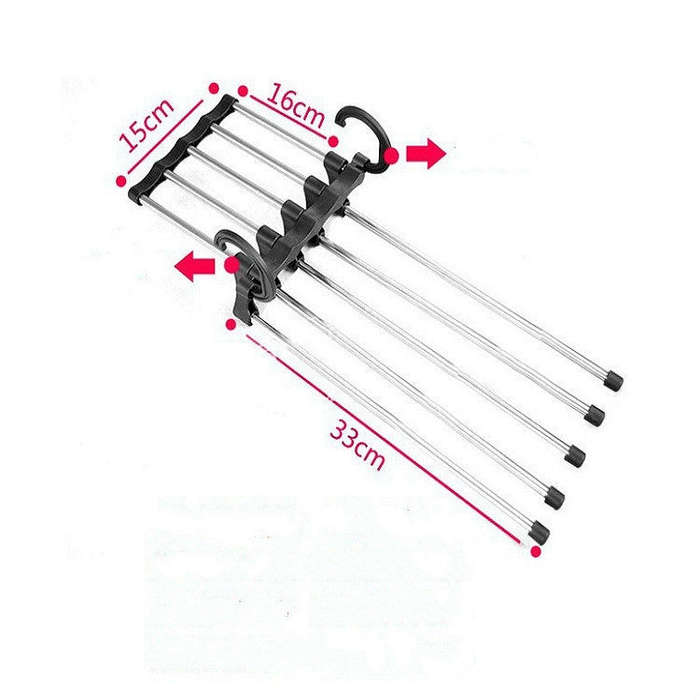 Multifunctional  5 in 1 Telescopic Folding Wardrobe Magic Trousers Rack, 5 in 1 Telescopic Rack