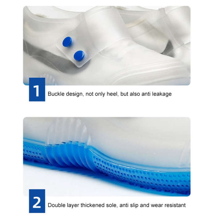 Low Toe Shoe Covers Men And Women Non-Slip Thick Bottom Flip Buckle Waterproof Rain Boots, Size:,...