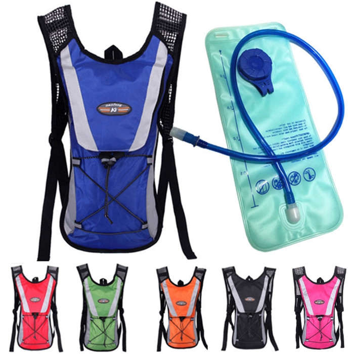 Outdoor Sports Mountaineering Cycling Backpack with 2L Water Bag, Blue with Water Bag, Red with W...