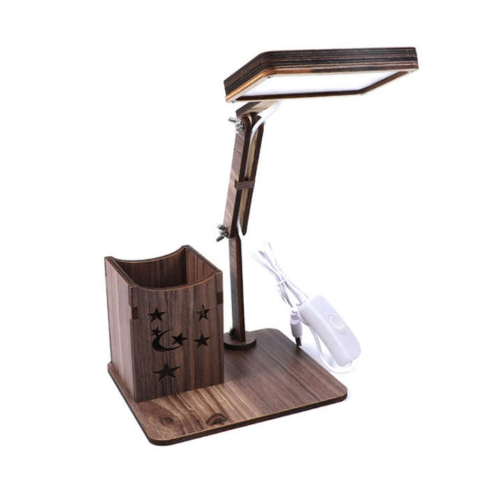 Wooden Multi-function Touch USB Pen Holder Desk Lamp Student Desktop Charging Reading Lamp Led Ey...