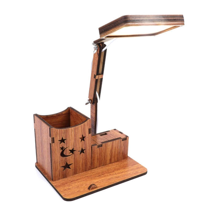 Wooden Multi-function Touch USB Pen Holder Desk Lamp Student Desktop Charging Reading Lamp Led Ey...