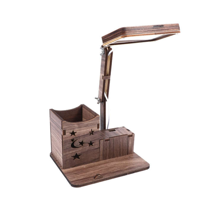 Wooden Multi-function Touch USB Pen Holder Desk Lamp Student Desktop Charging Reading Lamp Led Ey...
