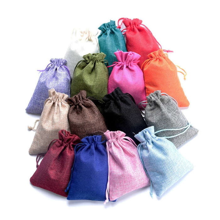 50 PCS Multi size Linen Jute Drawstring Gift Bags Sacks Wedding Birthday Party Favors Drawstring ...