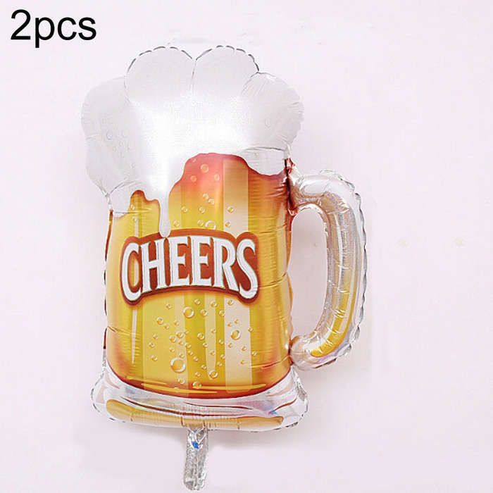 2 PCS Birthday Party Celebration Decoration Wine Bottle Wine Glass Foil Balloon, Large Beer Bottl...