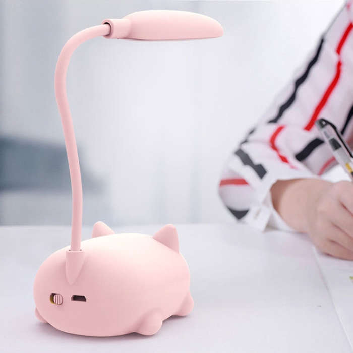 Cartoon Cat Design LED Eye Protection Reading Lamp USB Rechargeable Desk Lamp, Blue, White, Green...