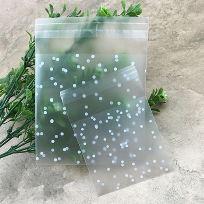 100pcs / Pack Plastic Transparent Cellophane Bags Polka Dot Candy Cookie Gift Bag with DIY Self A...