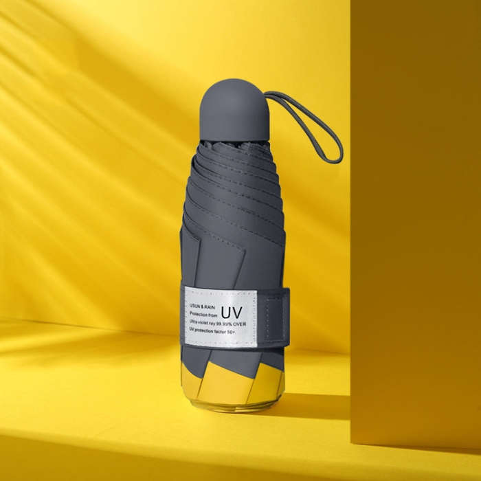 LY-0621 Five-Fold Eight-bone Umbrella Simple Black Glue Sunscreen Umbrella, Eight-bone Turmeric, ...