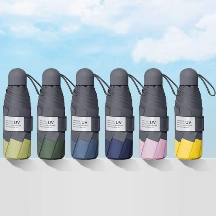 LY-0621 Five-Fold Eight-bone Umbrella Simple Black Glue Sunscreen Umbrella, Eight-bone Turmeric, ...