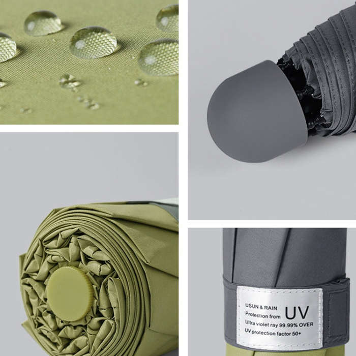 LY-0621 Five-Fold Eight-bone Umbrella Simple Black Glue Sunscreen Umbrella, Eight-bone Turmeric, ...