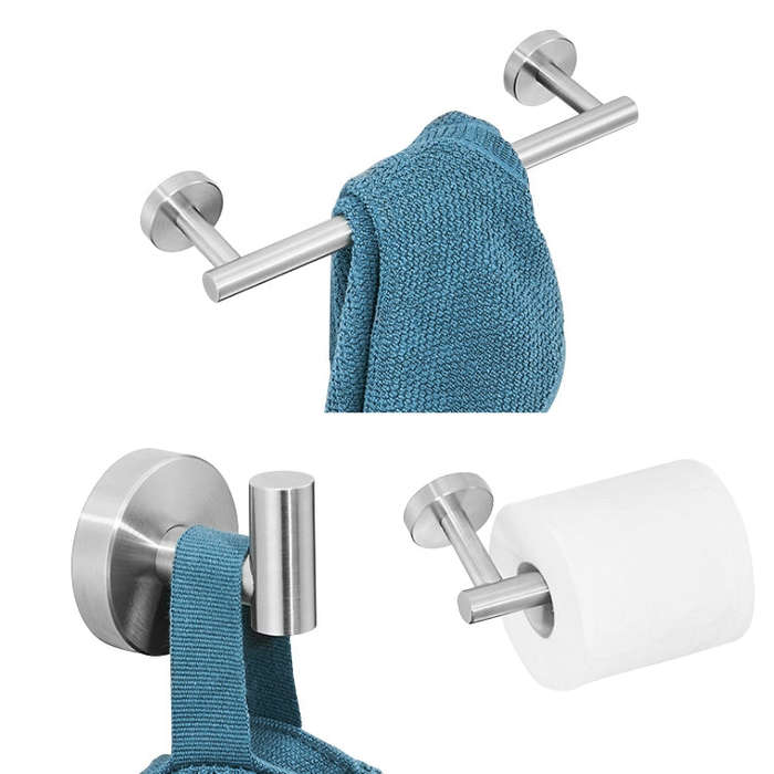 3 In 1 Matte 304 Stainless Steel Towel Bar Paper Towel Rack Hook Bathroom Accessories Bath Shower...
