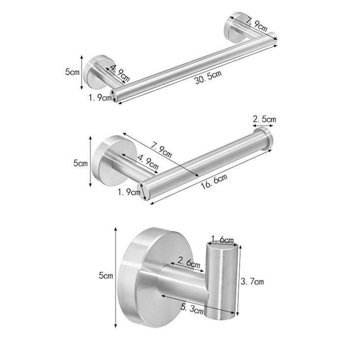 3 In 1 Matte 304 Stainless Steel Towel Bar Paper Towel Rack Hook Bathroom Accessories Bath Shower...