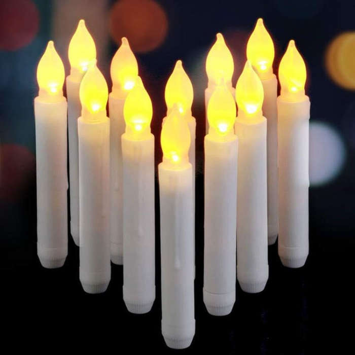 12 PCS/ Box LED Electronic Candle Light Flameless Candle Light Long Rod Christmas Candle, Flashin...