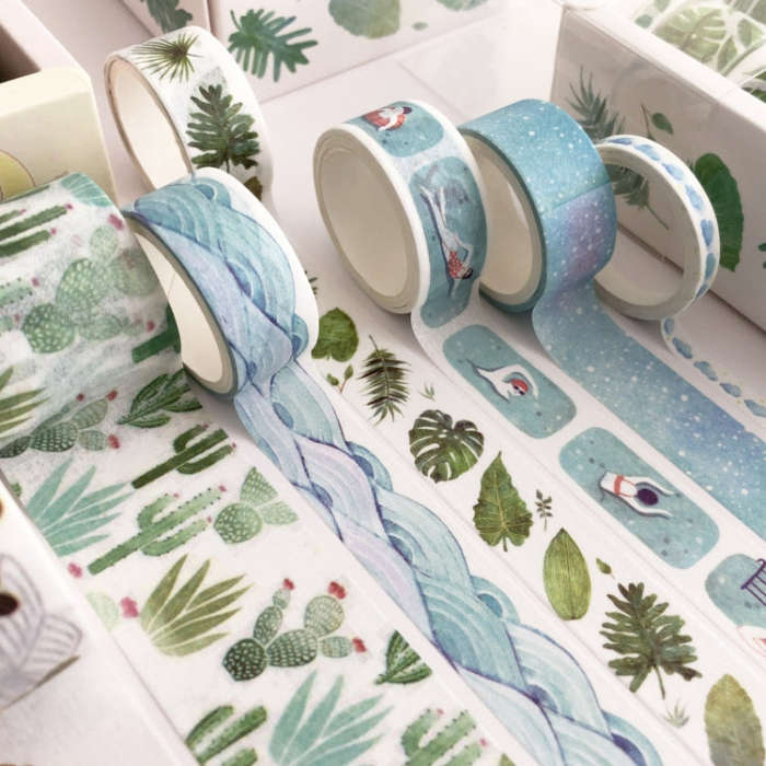 8 Roll / Box Paper Tape Basic Handbook Material Set Small Fresh Girl DIY Decorative Tape Antique ...