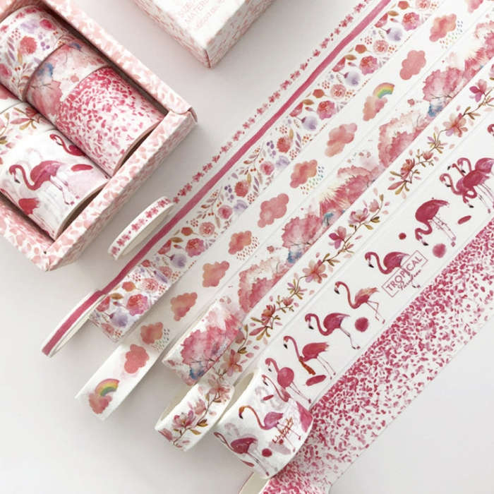 8 Roll / Box Paper Tape Basic Handbook Material Set Small Fresh Girl DIY Decorative Tape Antique ...