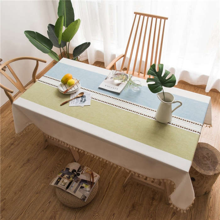 Rectangle Cotton Linen Tassels Dining Tablecloth Wedding Party Kitchen Home Decoration Table Cove...