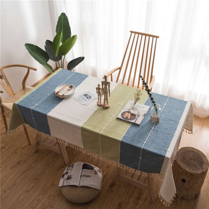 Rectangle Cotton Linen Tassels Dining Tablecloth Wedding Party Kitchen Home Decoration Table Cove...