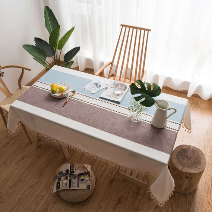 Rectangle Cotton Linen Tassels Dining Tablecloth Wedding Party Kitchen Home Decoration Table Cove...