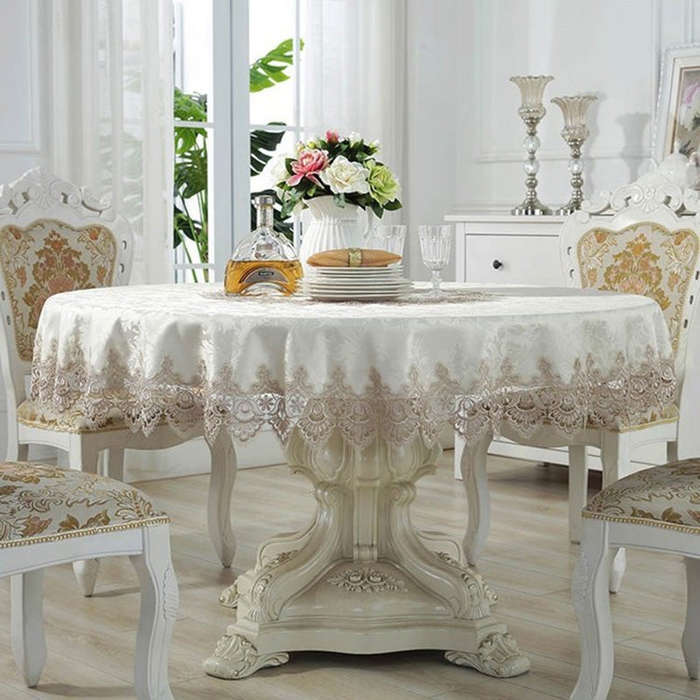 Classical Tablecloth Table Decor Jacquard Lace Elegant Table Cloth, 120cm Round, 140cm Round, 150...