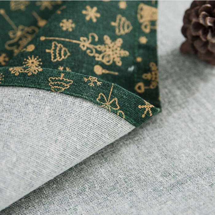 Linen Cotton Christmas Party Tablecloth Rectangle Bronzing Dinning Table Cover, 100x140cm, 140x14...