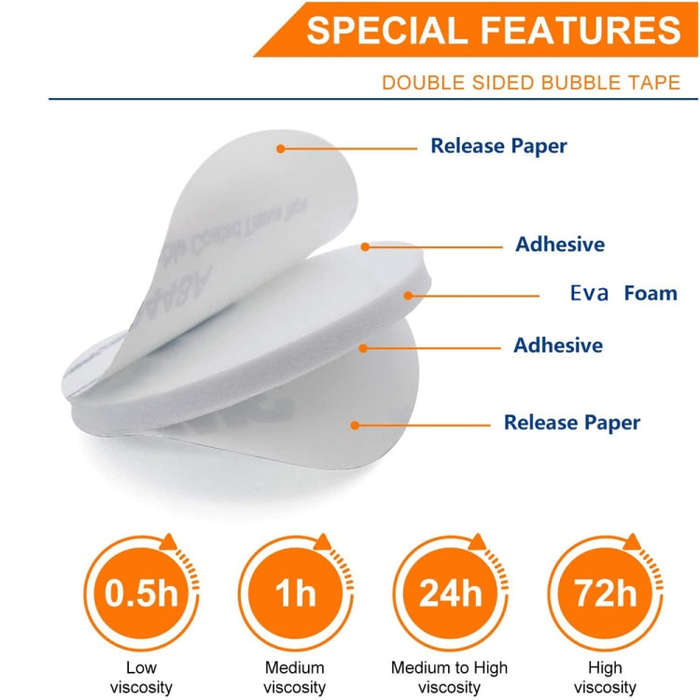 Round EVA Foam Double-sided Adhesive Strong High-viscosity Sponge Sticker, 200 PCS 20x1.5mm, 200 ...