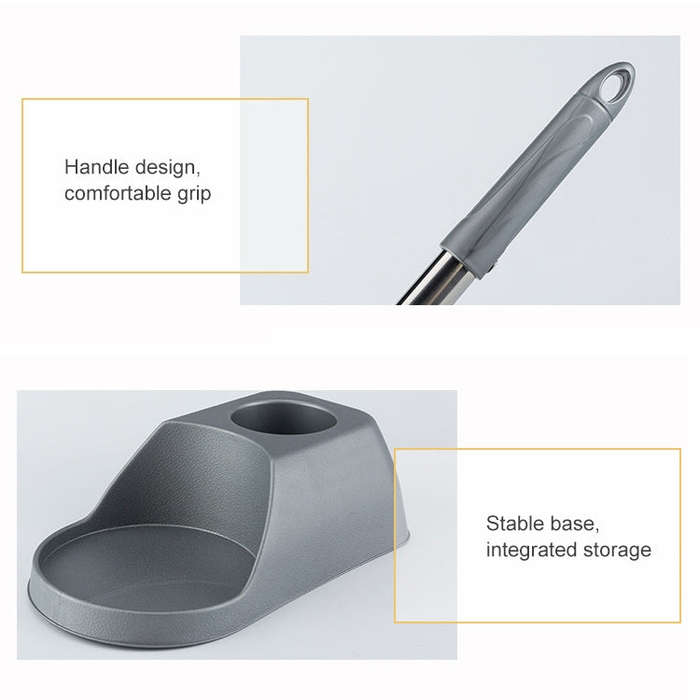 Household Long Handle Toilet Brush Suction Set Without Dead Angle Cleaning Brush, Gray, Brown
