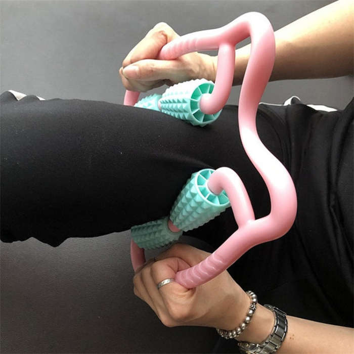Manual Plastic Steering Wheel Type Leg Roller Massager Random Color Delivery, 4-wheel Ring