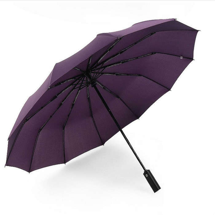 Extra Large Reinforced 12 Bone Automatic Double Folding Rain And Sunny Dual-use Umbrella Personal...