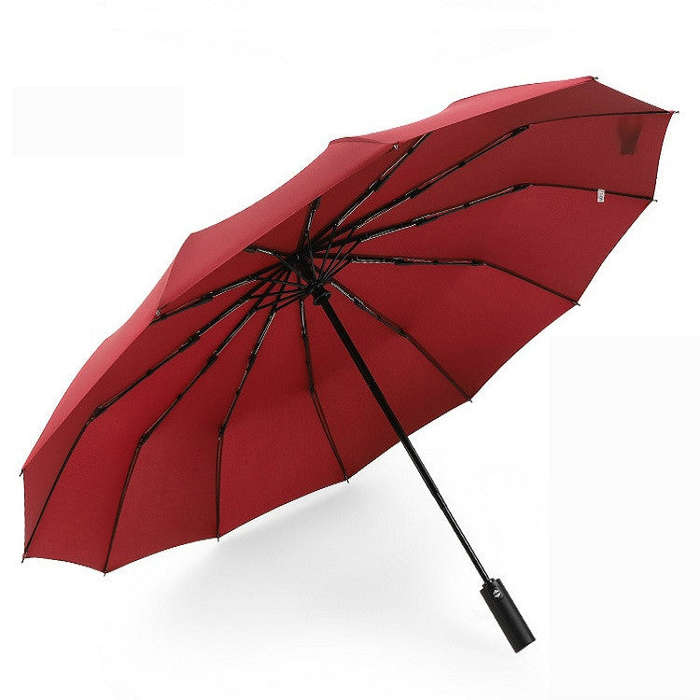 Extra Large Reinforced 12 Bone Automatic Double Folding Rain And Sunny Dual-use Umbrella Personal...