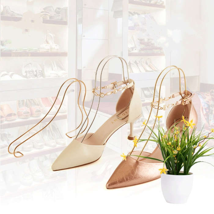2 PCS Stainless Steel High Heels Display Stand Metal Elastic Shoe Support Shoe Support Bracket, S...