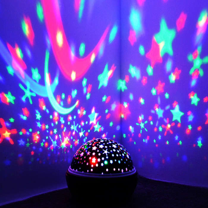 Small Ball USB Rotating Starry Sky Ocean Projector Night Light, Black, White, Blue, Pink