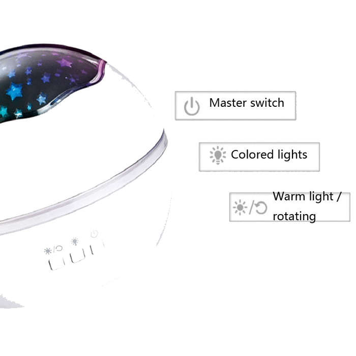 Small Ball USB Rotating Starry Sky Ocean Projector Night Light, Black, White, Blue, Pink