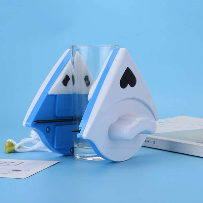 Double-sided Glass Window Cleaner Triangle Multifunctional Magnetic Glass Cleaner, 2 PCS (White)