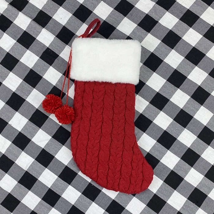 Christmas Knitted Socks Gift Bag Ornament Supplies Pendant, Red, Green, White