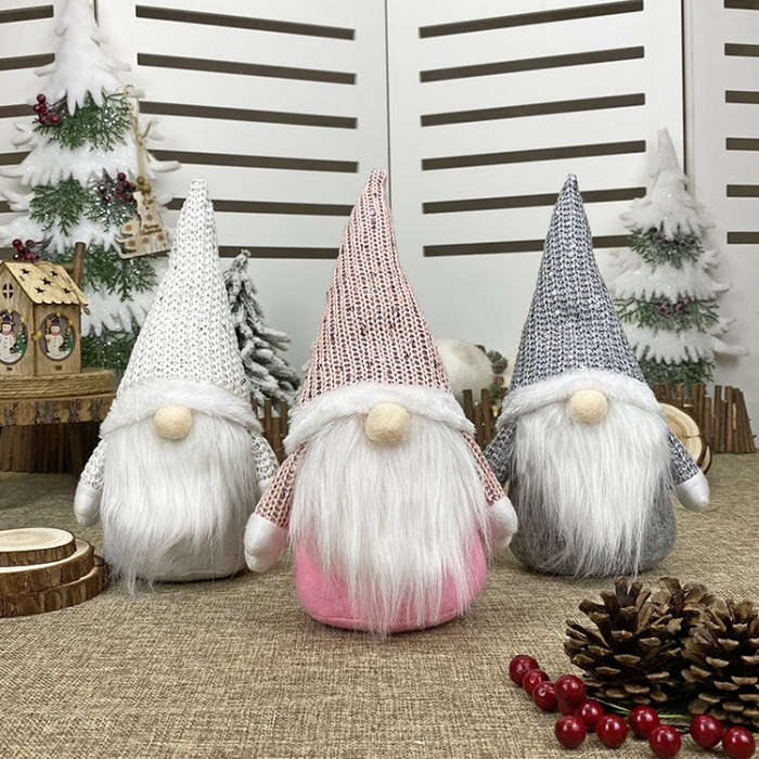 Christmas Decorations Window Decorations for Faceless Elderly Dolls Decorative Dolls, (Grey), (Pi...